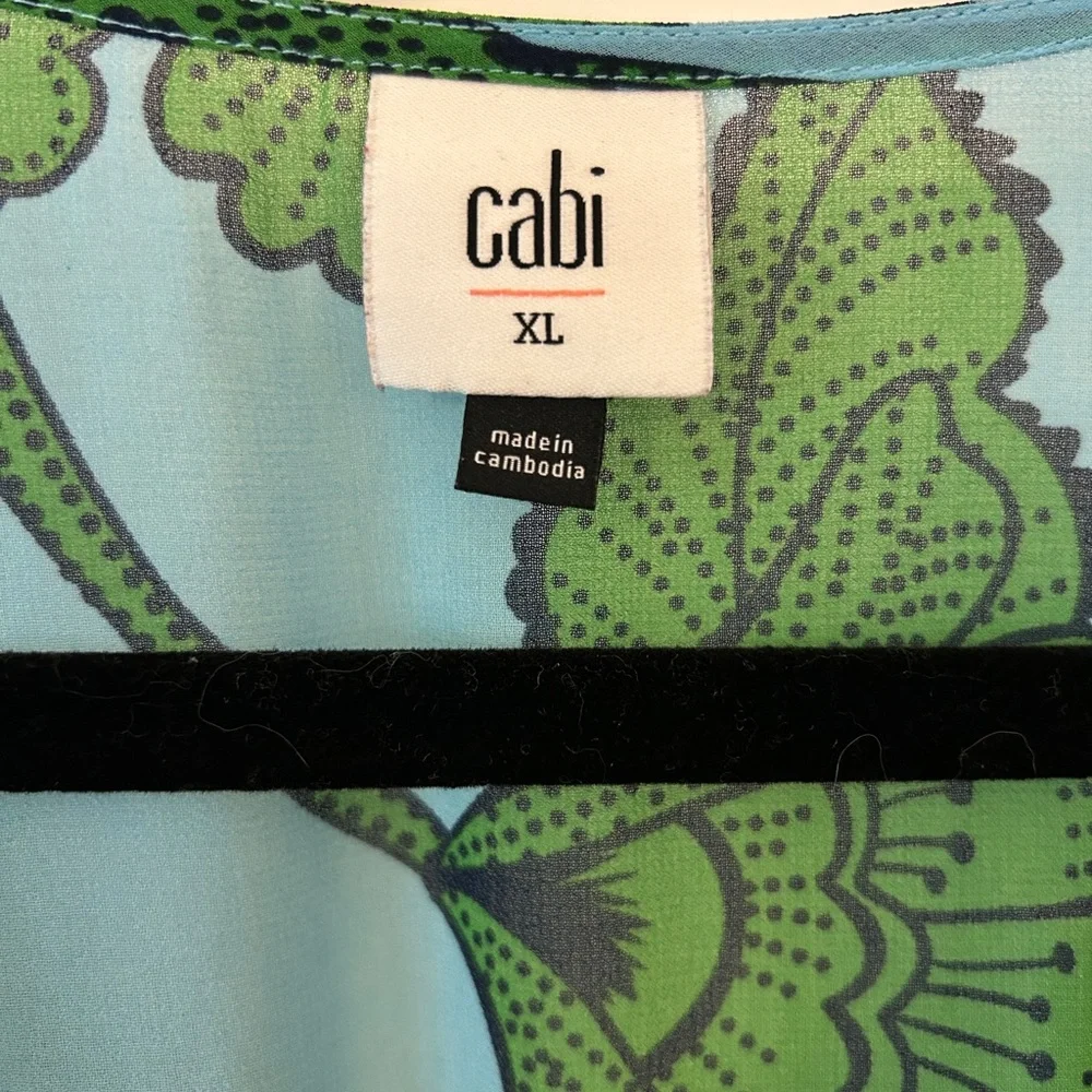 CAbi Green Floral on Blue Maxi 2 piece Dress - Picture 2 of 4